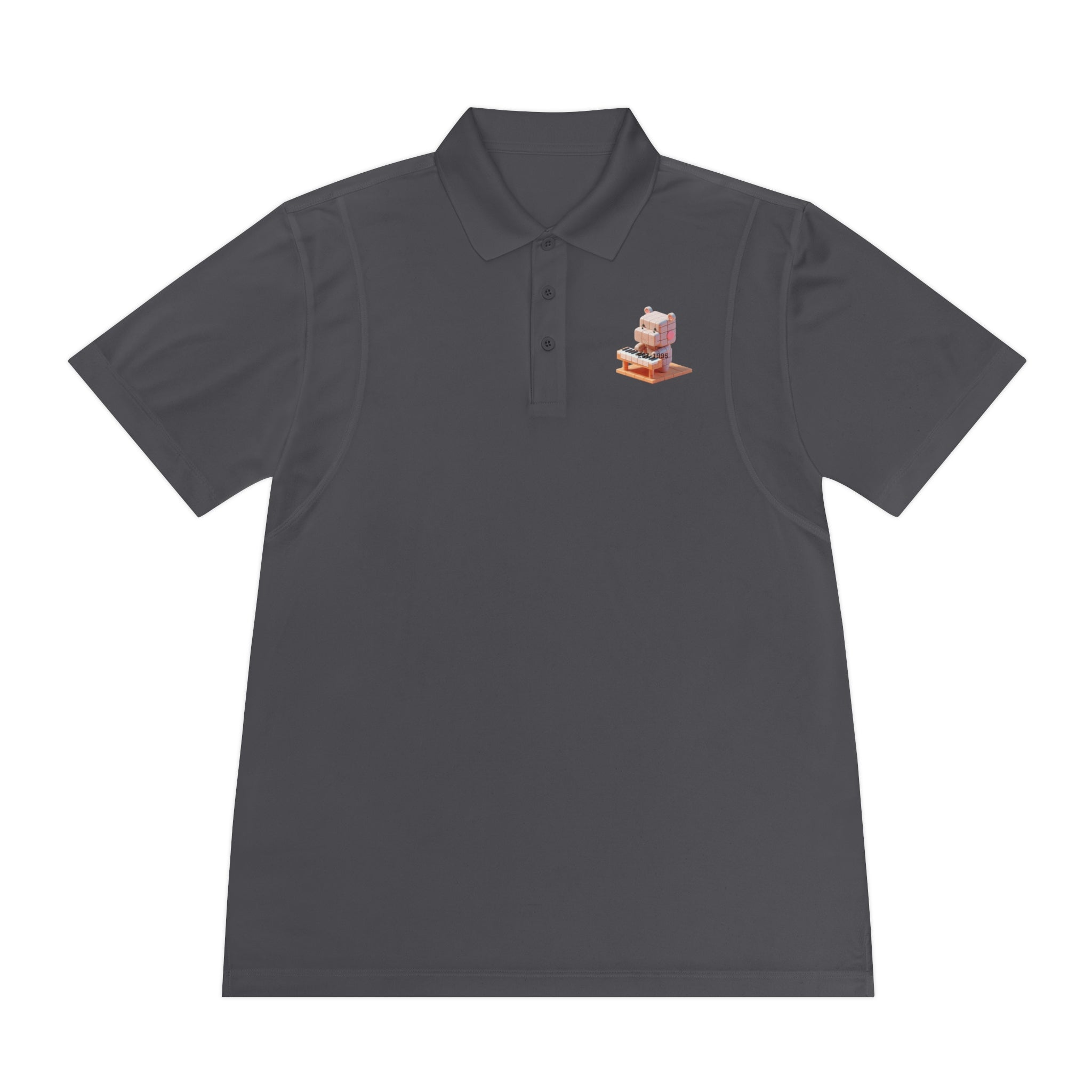 Men's Polo Shirt, Funny Animal Graphic Tee, Hippo Playing Piano, Music Lover Gift, Short Sleeve Button Up, Casual Golf Shirt