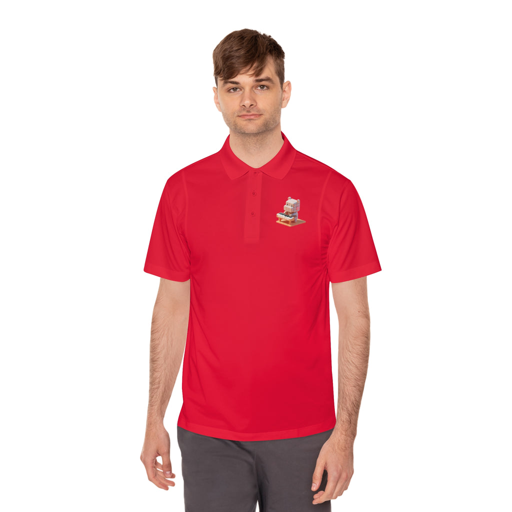 Men's Polo Shirt, Funny Animal Graphic Tee, Hippo Playing Piano, Music Lover Gift, Short Sleeve Button Up, Casual Golf Shirt