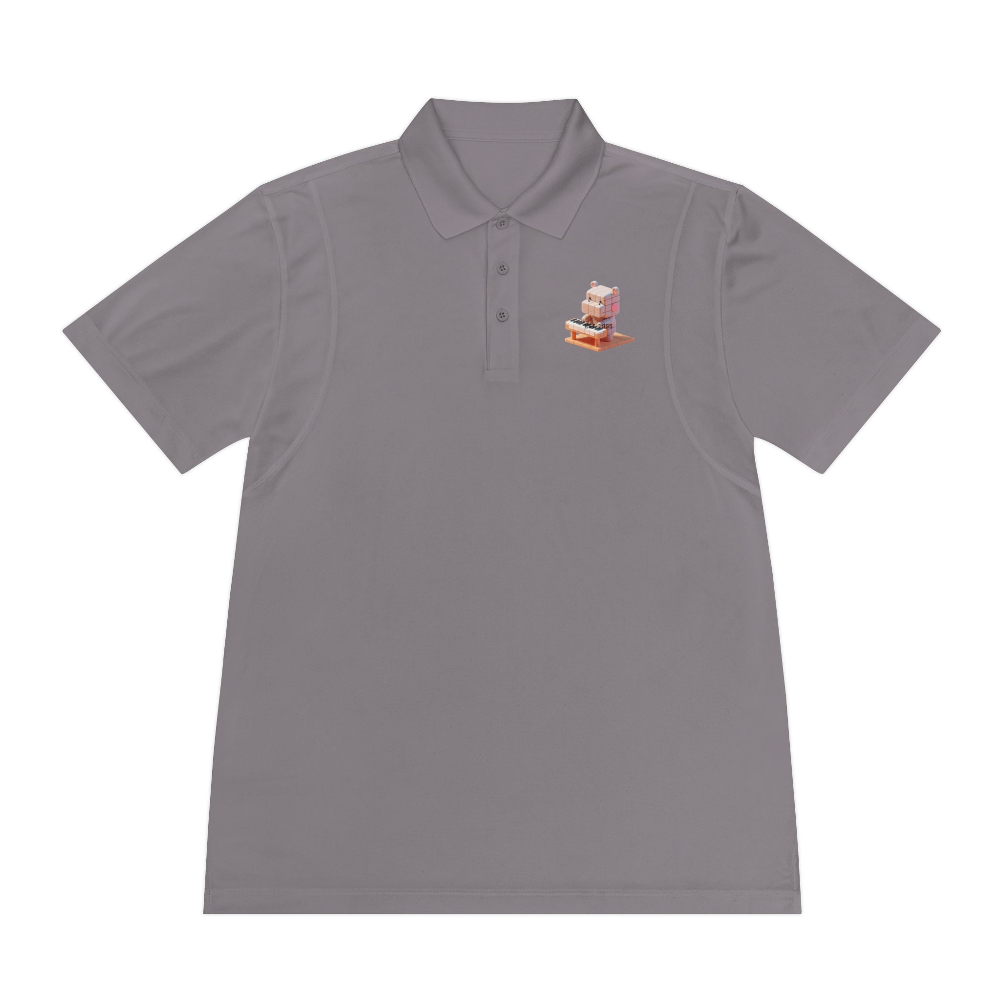 Men's Polo Shirt, Funny Animal Graphic Tee, Hippo Playing Piano, Music Lover Gift, Short Sleeve Button Up, Casual Golf Shirt